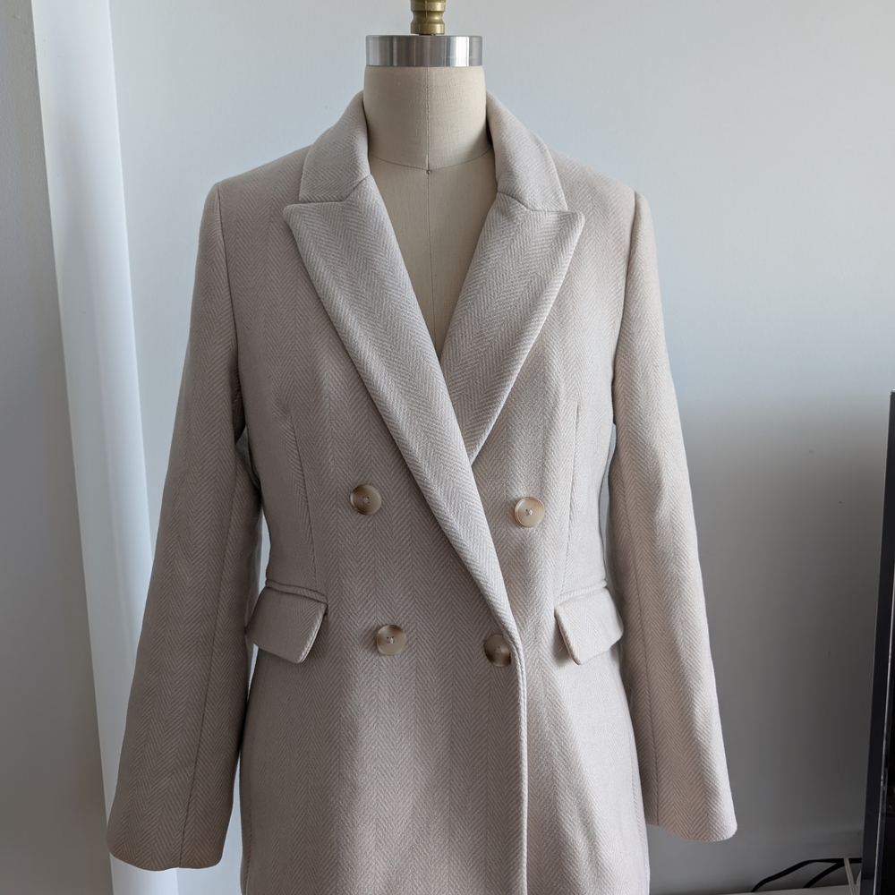 Women's Double-Breasted Wool-Blend Coat/Blazer - Beige